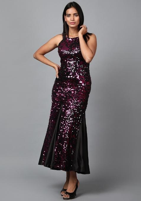Pink Sequin Work Mermaid Dress