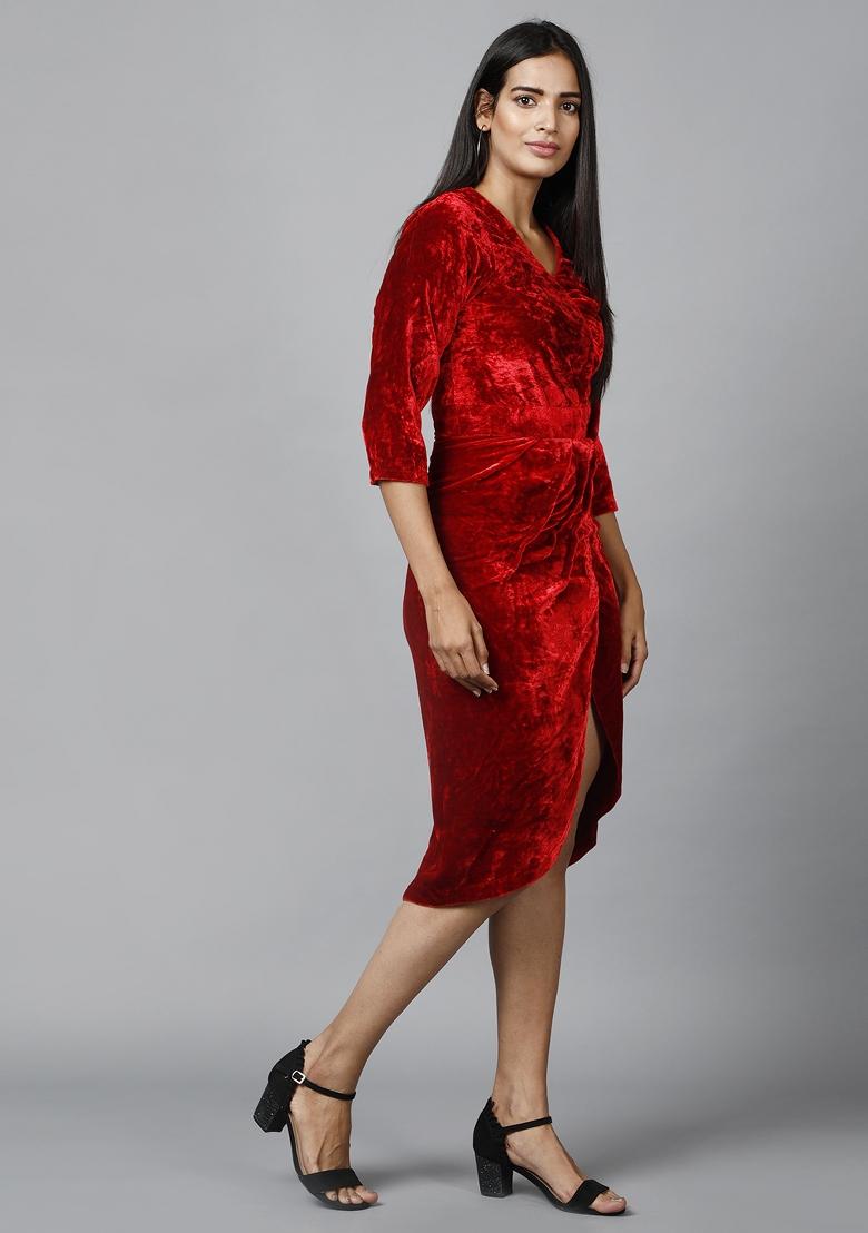 Red Velvet Dress - Indya