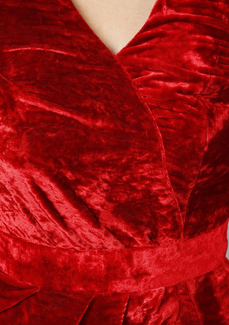 Red Velvet Dress - Indya
