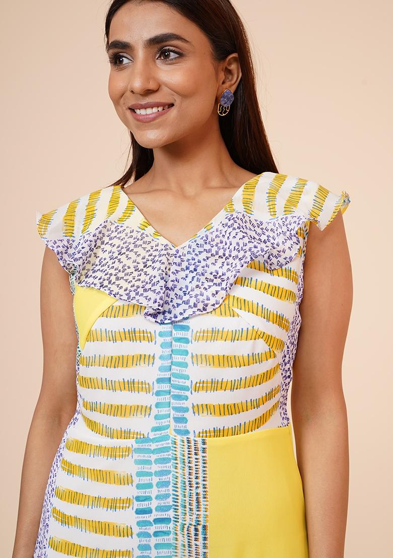 Multicolor Printed Georgette Dress - Indya