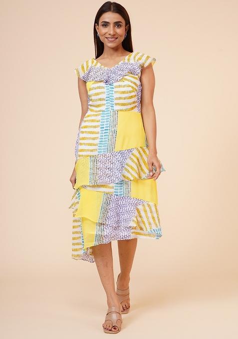 Multicolor Printed Georgette Dress