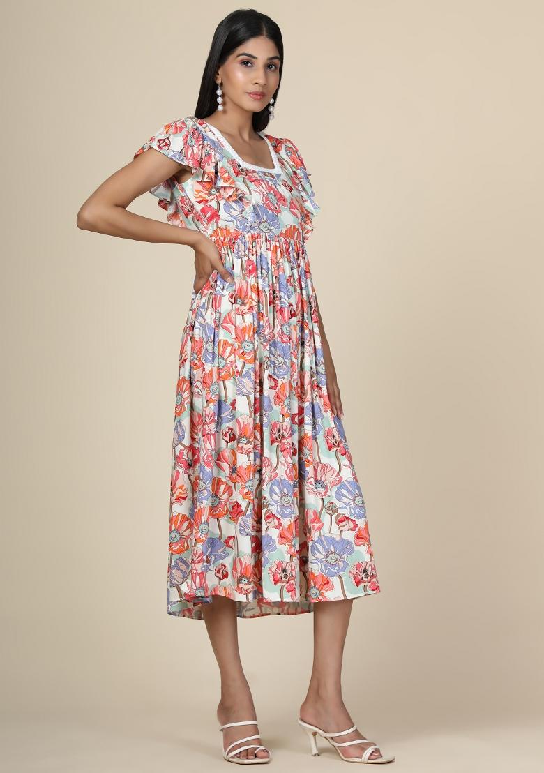 Multicolor Rayon Dress - Indya