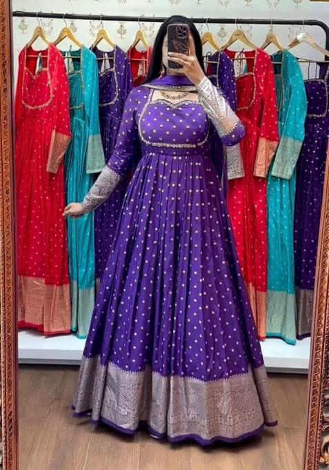 Purple Jacquard Gown