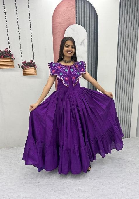 Purple Embroidered Roman Gown