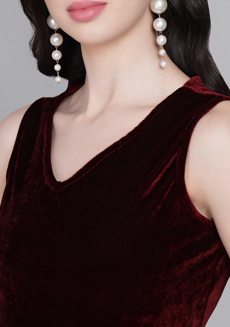 Maroon Plain Lycra Dress - Indya