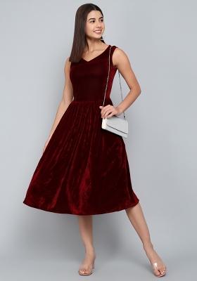 Red Plain Lycra Dress