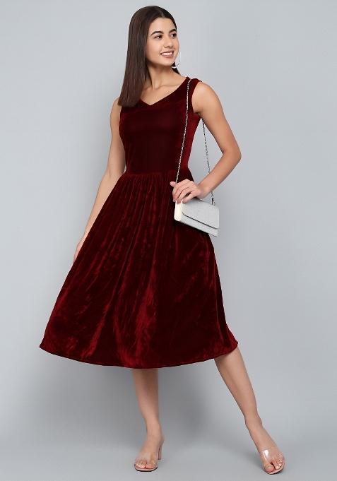 Red Plain Lycra Dress