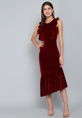 Red Plain Lycra Dress