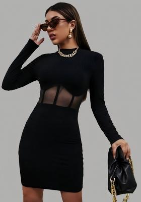 Black Plain Lycra Dress