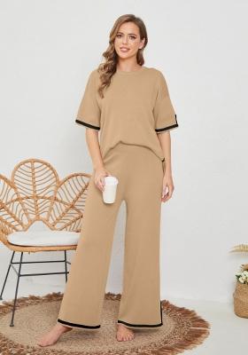 Khaki Plain Lycra Co Ord Set