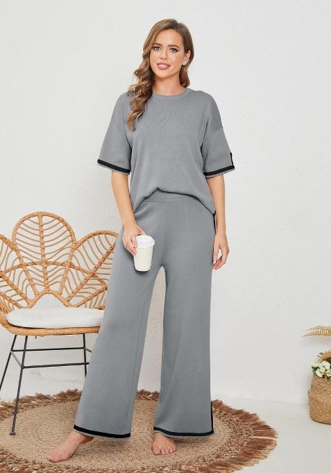 Grey Plain Lycra Co Ord Set