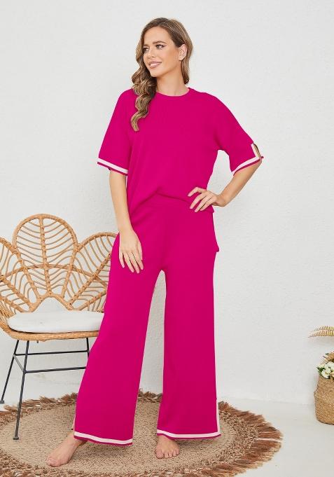 Magenta Plain Lycra Co Ord Set