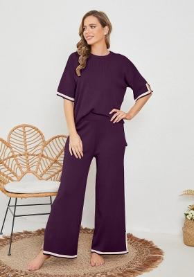 Wine Plain Lycra Co Ord Set