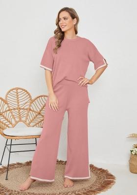 Peach Plain Lycra Co Ord Set