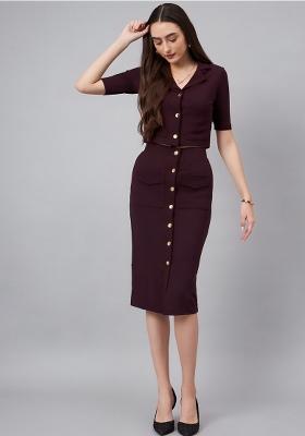 Wine Printed Lycra Co Ord Set