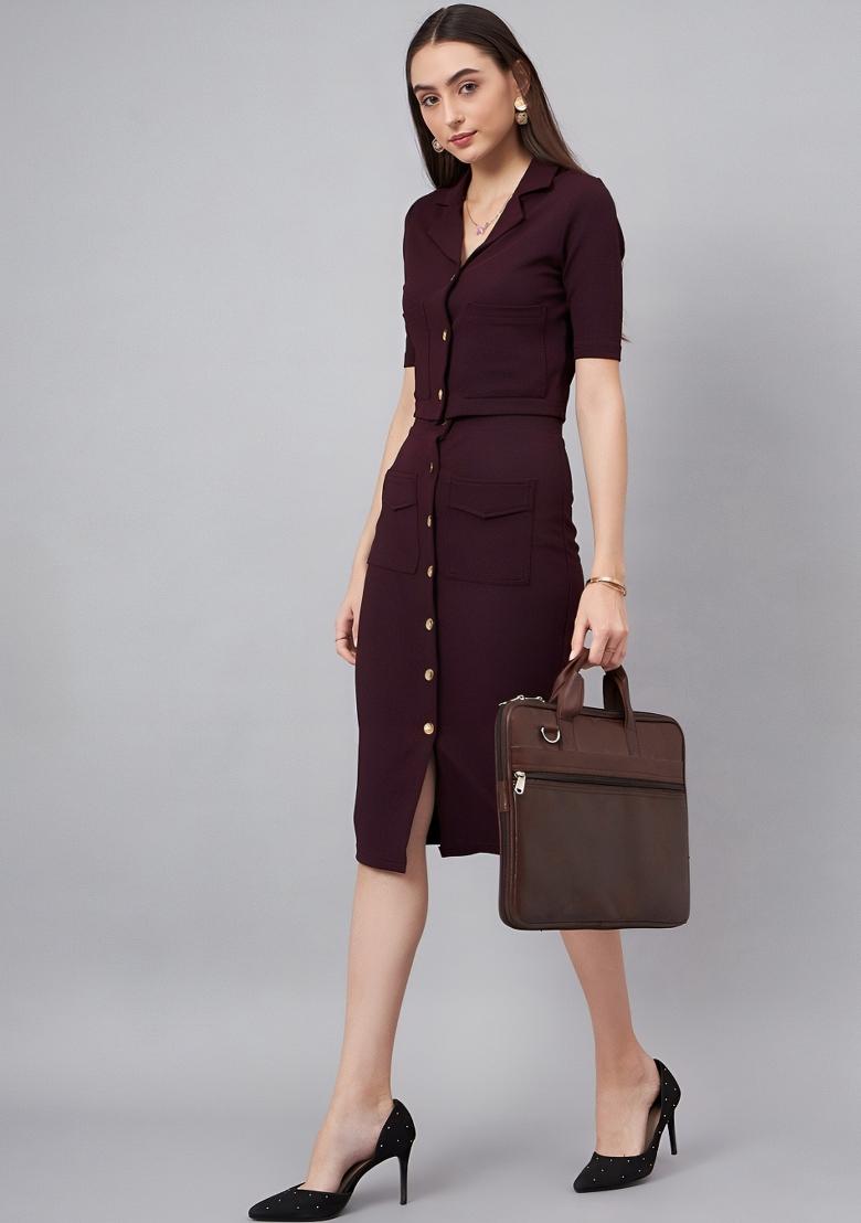 Wine Printed Lycra Co Ord Set - Indya