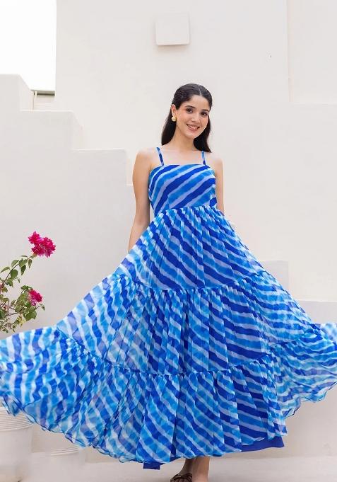 Sky Blue Printed Georgette Gown