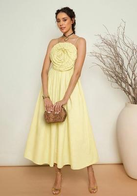 Yellow Solid Poplin Dress