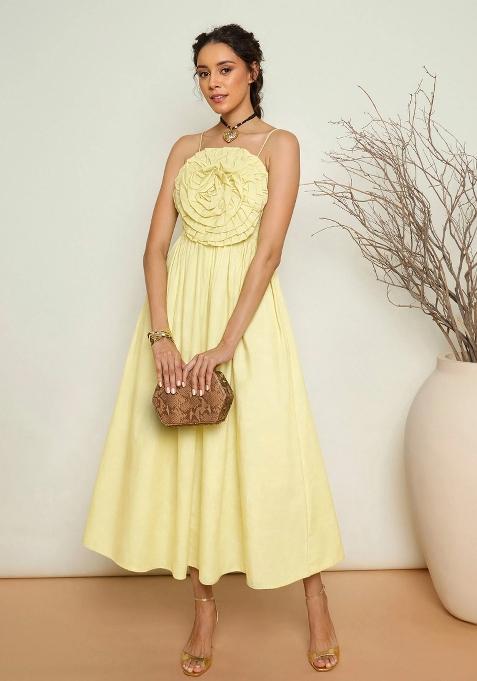 Yellow Solid Poplin Dress