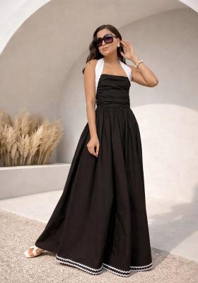 Black Solid Poplin Dress