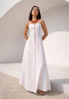 White Solid Poplin Dress