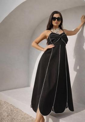 Black Solid Cotton Dress