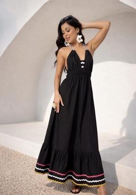 Black Solid Poplin Dress