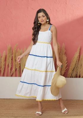 White Solid Poplin Dress