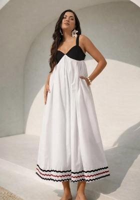 White Solid Poplin Dress