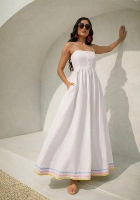 White Solid Poplin Dress