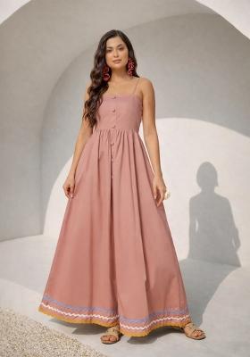 Pink Solid Poplin Dress