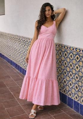 Pink Embroidered Cotton Dress