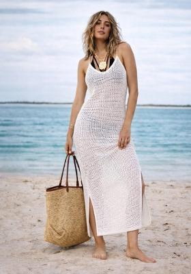 Off White Self Design Cotton Dress