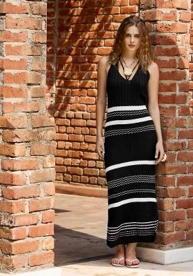 Black Striped Cotton Dress