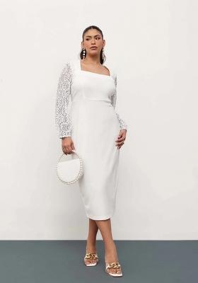 White Solid Cotton Dress