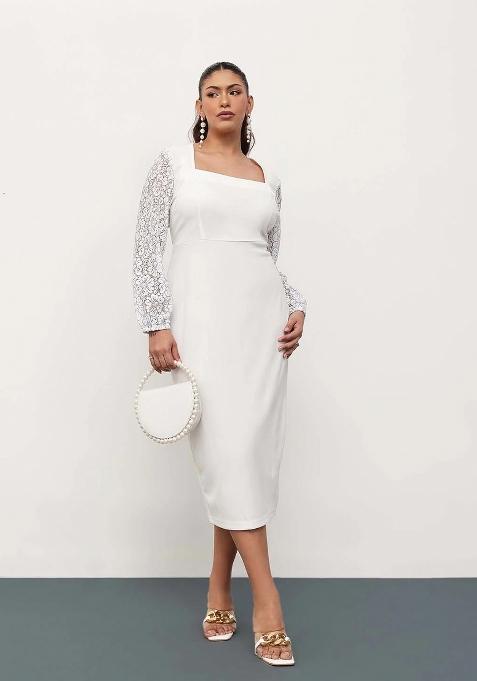 White Solid Cotton Dress
