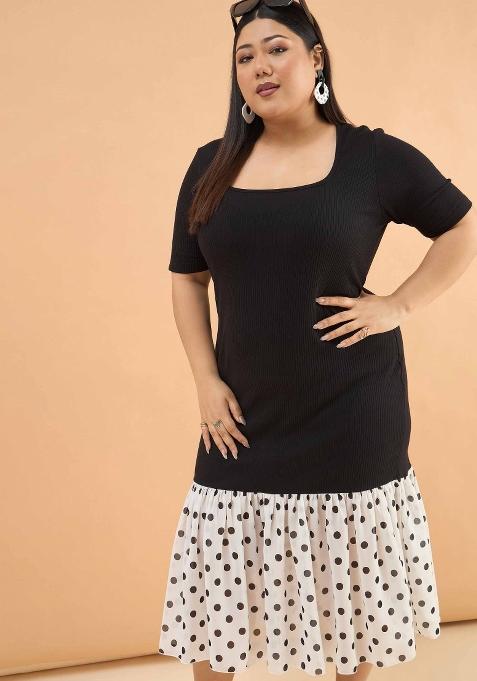 Black Solid Cotton Dress