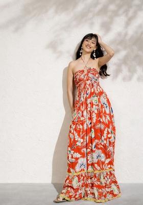 Red Printed Cotton Dress