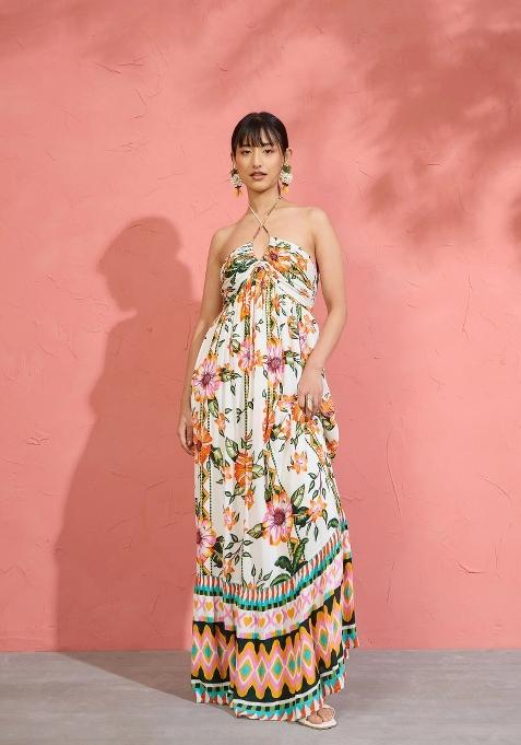 White Printed Cotton Dress