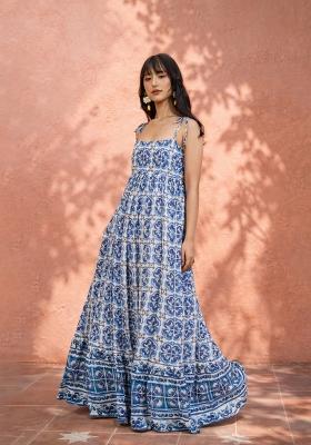 Blue Printed Cotton Dress
