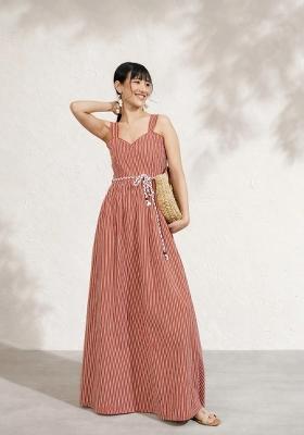 Brown Printed Poplin Dress