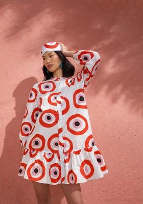 Red Printed Poplin Dress