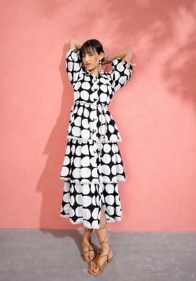 Black Printed Cotton Dress