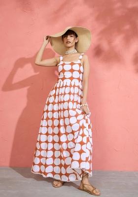 Brown Printed Cotton Dress