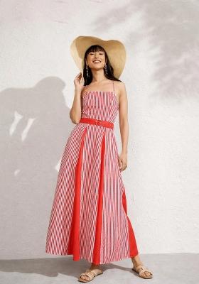 Red Printed Poplin Dress