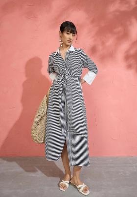 Black Printed Poplin Dress
