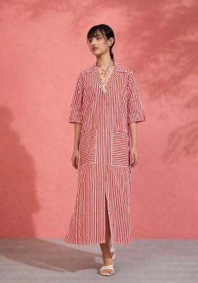Red Printed Poplin Dress