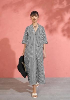 Black Printed Poplin Dress