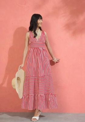 Red Printed Poplin Dress