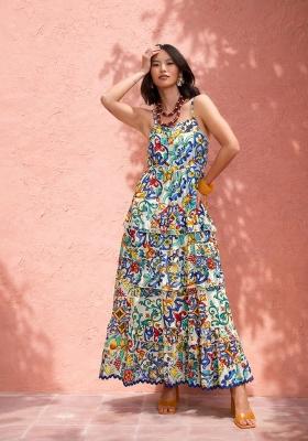 White Printed Cotton Dress